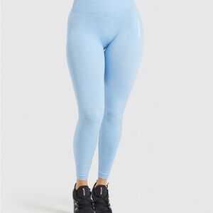 GYMSHARK ADAPT MARL SEAMLESS LEGGINGS — LIGHT BLUE (S)